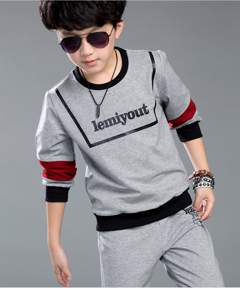 套装男童运动套装春秋款2015儿童装秋装男孩小孩子衣服8-9-10-12岁 浅