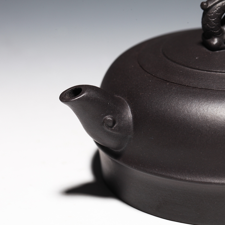 新寅陶艺宜兴紫砂壶工艺师刘政祥运壶 原矿黑泥 200cc