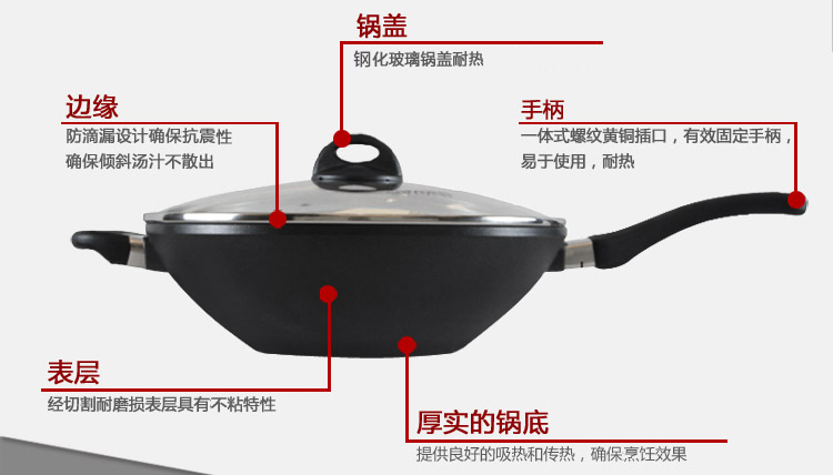 德国进口钛金炒锅不粘锅 少油烟锅具【送原装锅盖和不粘锅专用锅铲】支持货到付款 32cm