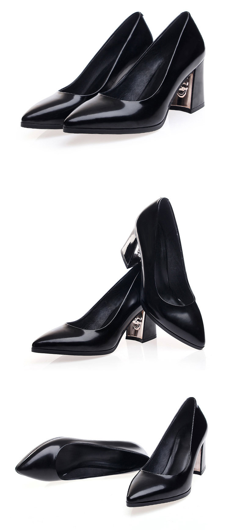 轻奢时尚品牌 法玛莎2016春夏新款女鞋女单鞋皮尖头方跟 时尚骷髅头