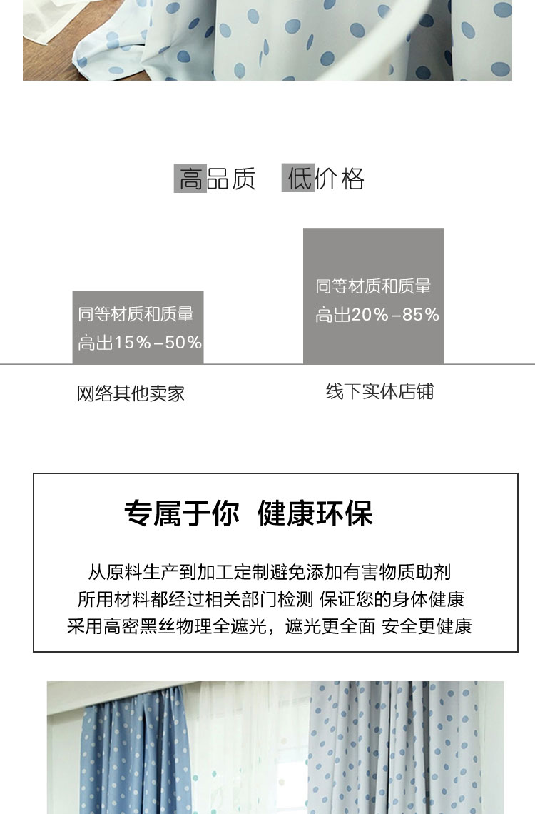 
                                        乐唯仕韩式田园涤棉窗帘遮光帘 辛迪蓝K-25韩式钩款 定制每0.1米(请联系客服)                
