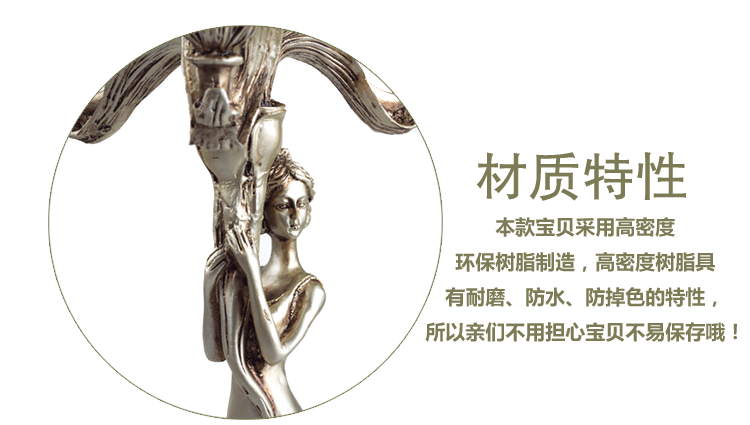 
                                        【烛台】复古家居古典装饰品客厅婚庆新房摆设四头蜡烛台摆件欧式烛台 美女烛台+4根白色蜡烛                