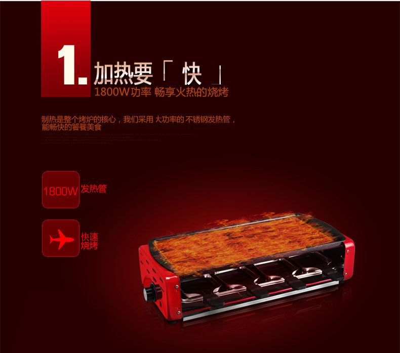 
                                        比亚双层电烧烤炉 家用电烤炉韩式纸上无烟烤肉机烧烤机室内电烤盘烤肉锅电烤架 红色大号50*23*12.5                