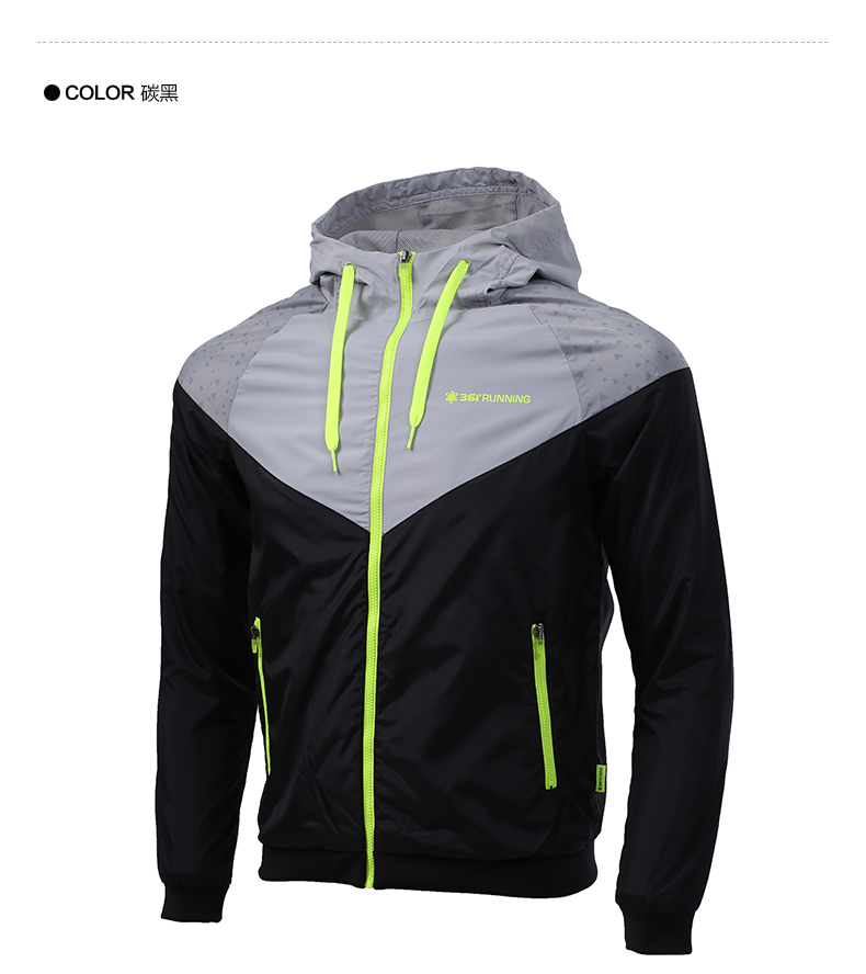 361度男装外套2016春夏新款361运动服休闲夹克跑步上衣 三六一 碳黑 l