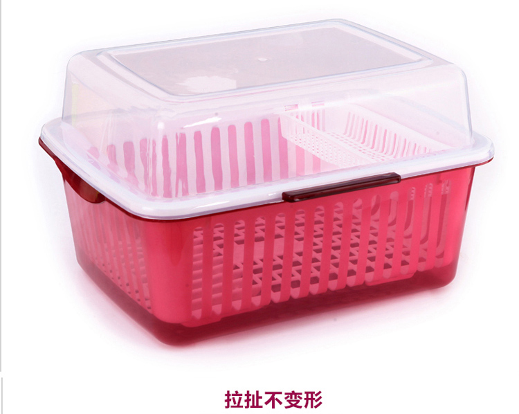
                                        享友 大号塑料碗柜碗碟盘架 厨房带盖置物架 沥水碗碟架 翻盖有盖滴水碗架 酒红色                