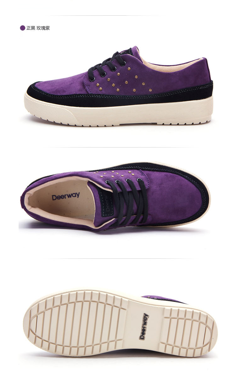 德尔惠deerway春季运动鞋女鞋复古时尚滑板鞋潮铆钉透气休闲鞋运动女