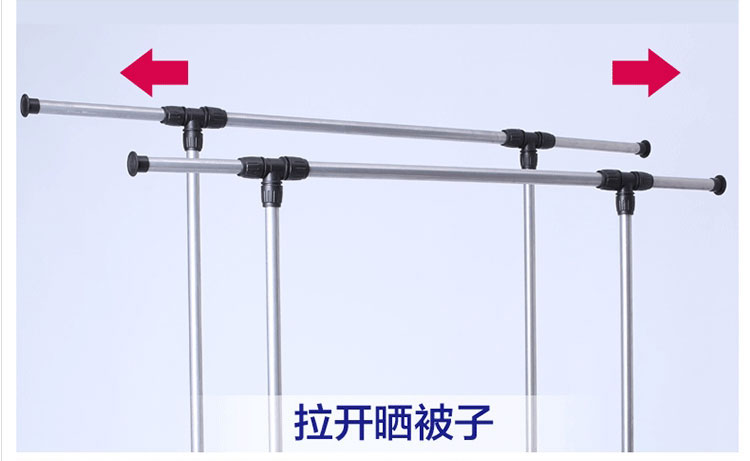不锈钢双杆晾衣架 室内阳台升降晾晒架 折叠落地伸缩衣架 双杆简约版 不带轮子 无额外鞋架 落地式