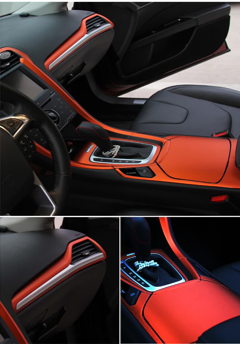 内饰贴纸 汽车用品改装中控贴膜碳纤维贴纸装饰改色膜车贴 冰膜-吕蓝