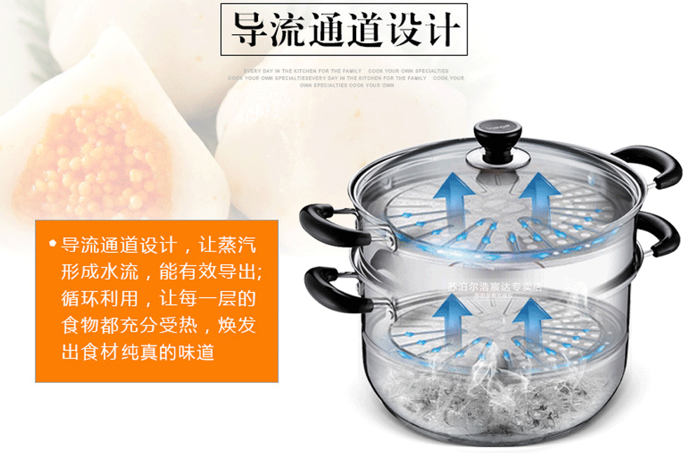 
                                                                                苏泊尔（SUPOR）304不锈钢双层蒸锅28cm汤锅二层蒸屉大蒸笼燃气电磁炉蒸馒头锅EZ28BS05                