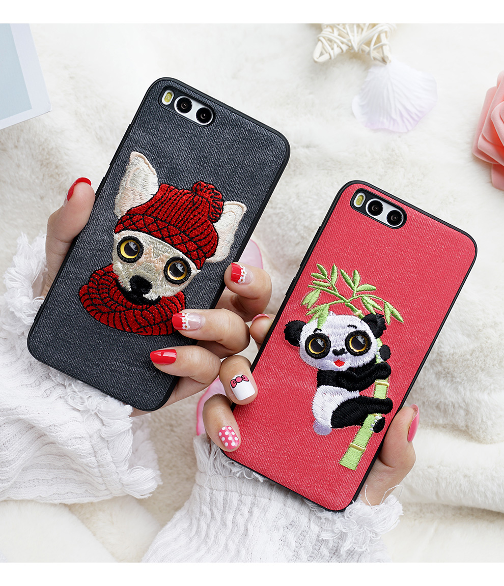 阿西迪巴 小米6手机壳手工刺绣保护套个性创意潮牌卡通呆萌宠物小清新