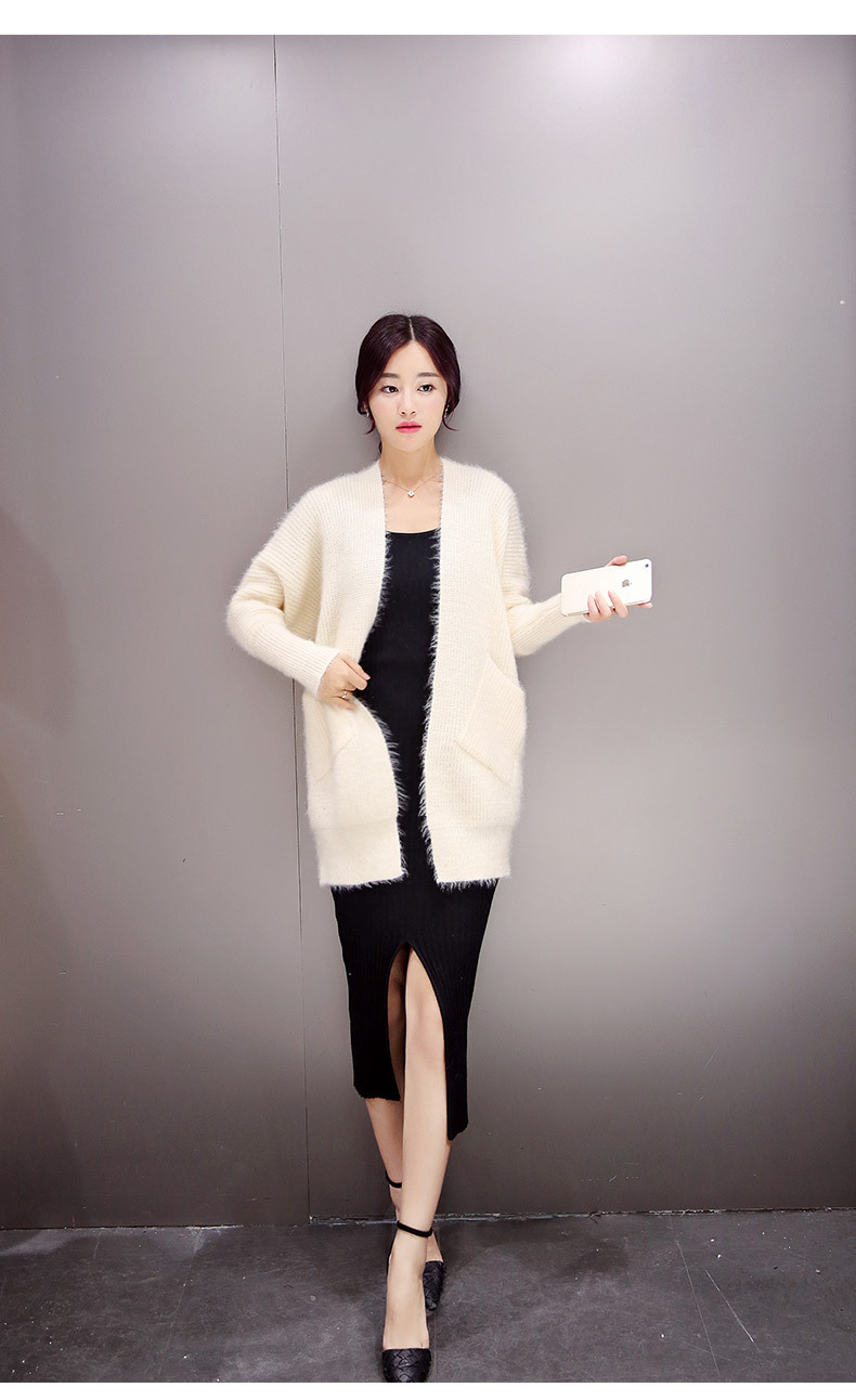 法琦玛帝2015秋装新款韩版时尚针织衫女薄款开衫中长款毛衣外搭春秋长袖外套修身显瘦 灰色 均码