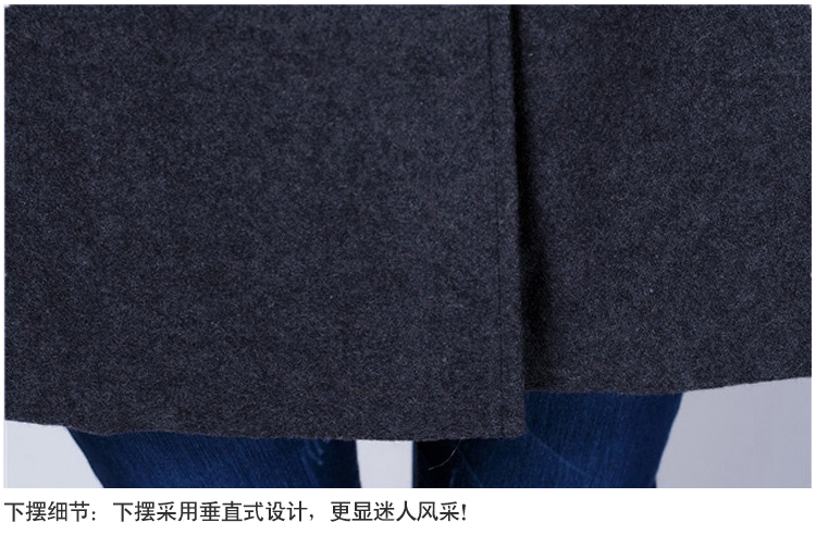 
                                        安依莲毛呢大衣女 韩版女装冬季新款双排口大码中长款加厚连帽外套 灰色普通款 L                