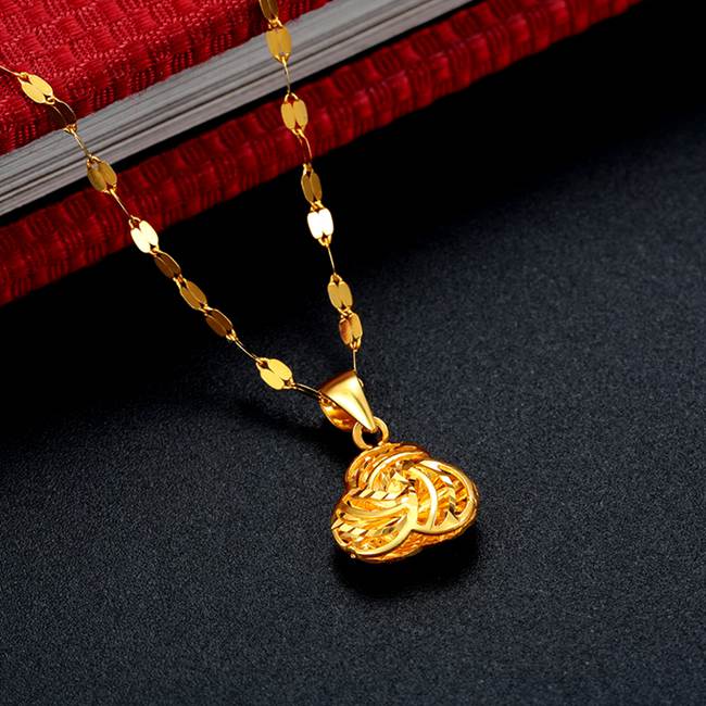 meicen美岑珠宝 黄金项链18k金时尚k金吊坠套装女款彩金 黄金色 配18k