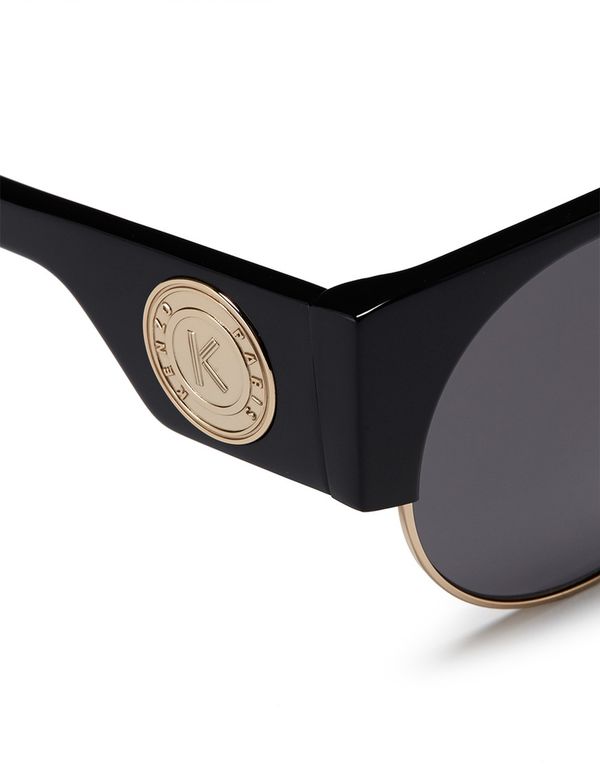 高田贤三/kenzo 徽标品牌金属丝边框醋纤太阳眼镜 black
