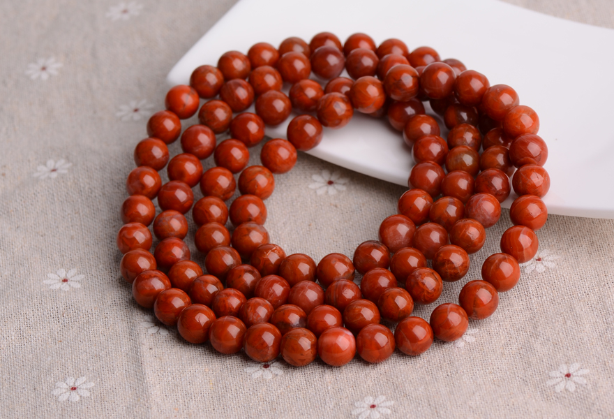 满肉凉山柿子红南红108颗收藏珠串