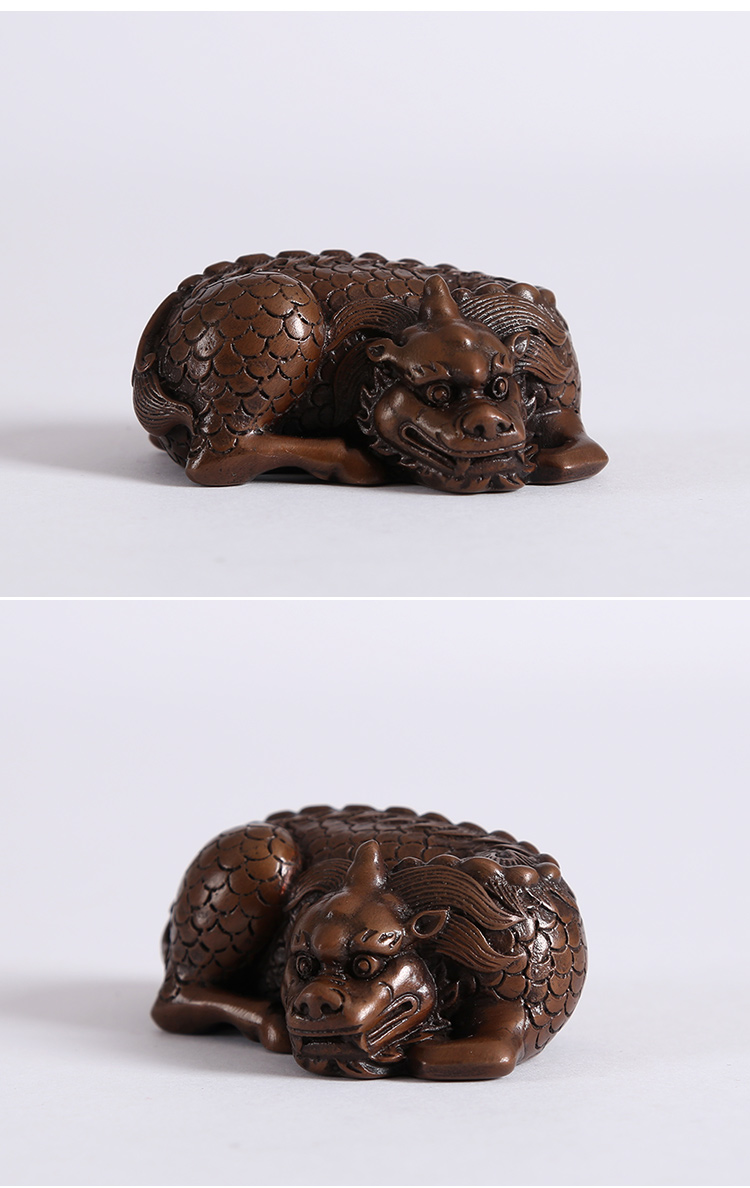 铜欣祥 紫铜麒麟镇纸摆件客厅办公室家居工艺礼品 麒麟镇纸一对