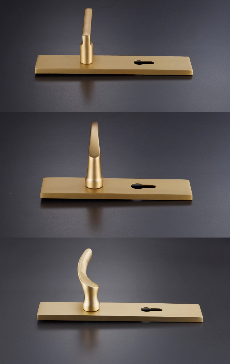 现代简约欧美室内卧室房金色门把手实木门锁铜 c款【磁吸静音锁体】