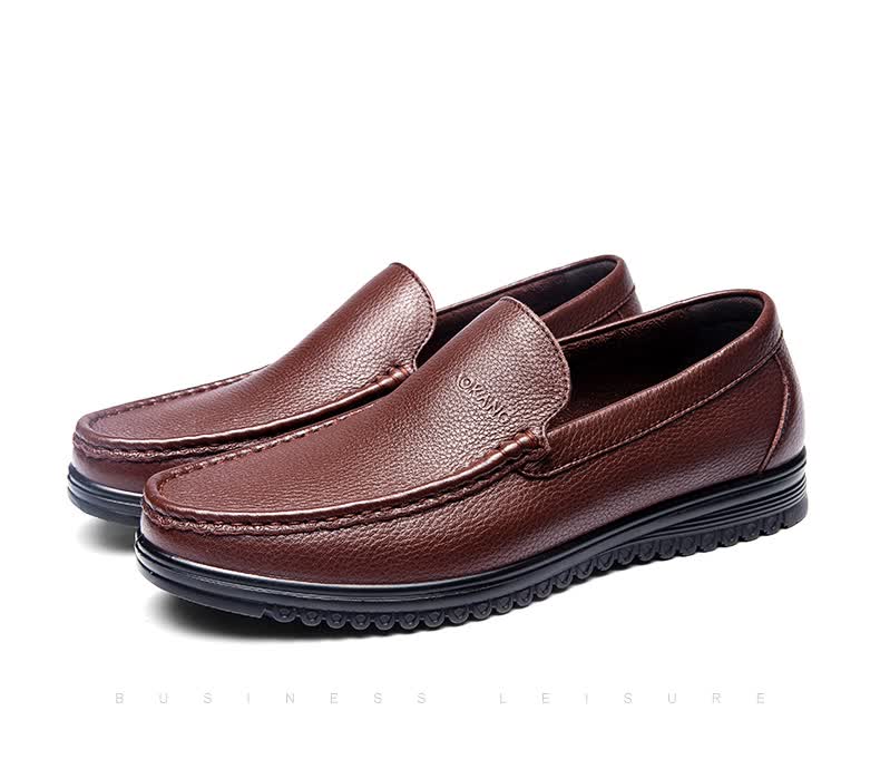 Aokang Business Formal Shoes Slip-On Simple Leather Shoes Comfortable Low-Top Shoes Black Size 38 6