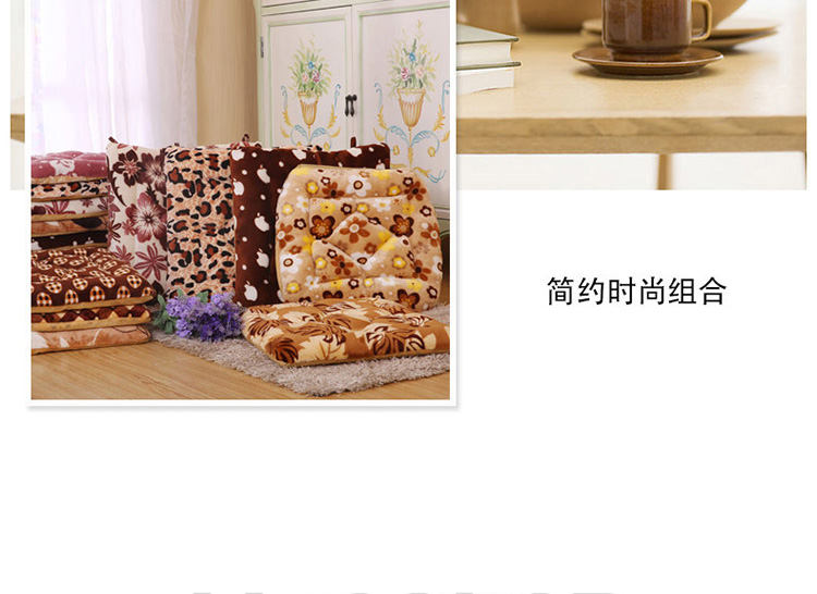 圣榜家纺 法莱绒小方垫 椅垫办公室餐椅垫坐垫棉布艺加厚 保暖透气凳子坐垫 白点豹纹-餐椅垫 38*40cm