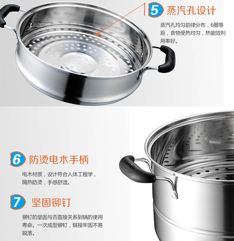 
                                        
                                                              爱仕达（ASD）蒸锅304不锈钢三层蒸屉炖锅焖锅多功能锅26cm电磁炉明火通用 WG1526SL                