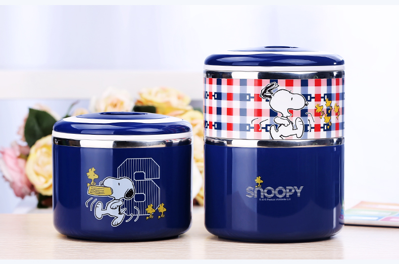 
                                        SNOOPY 史努比多层不锈钢提锅 儿童双层保温饭盒学生便当盒餐盒桶 1.4L浅绿                