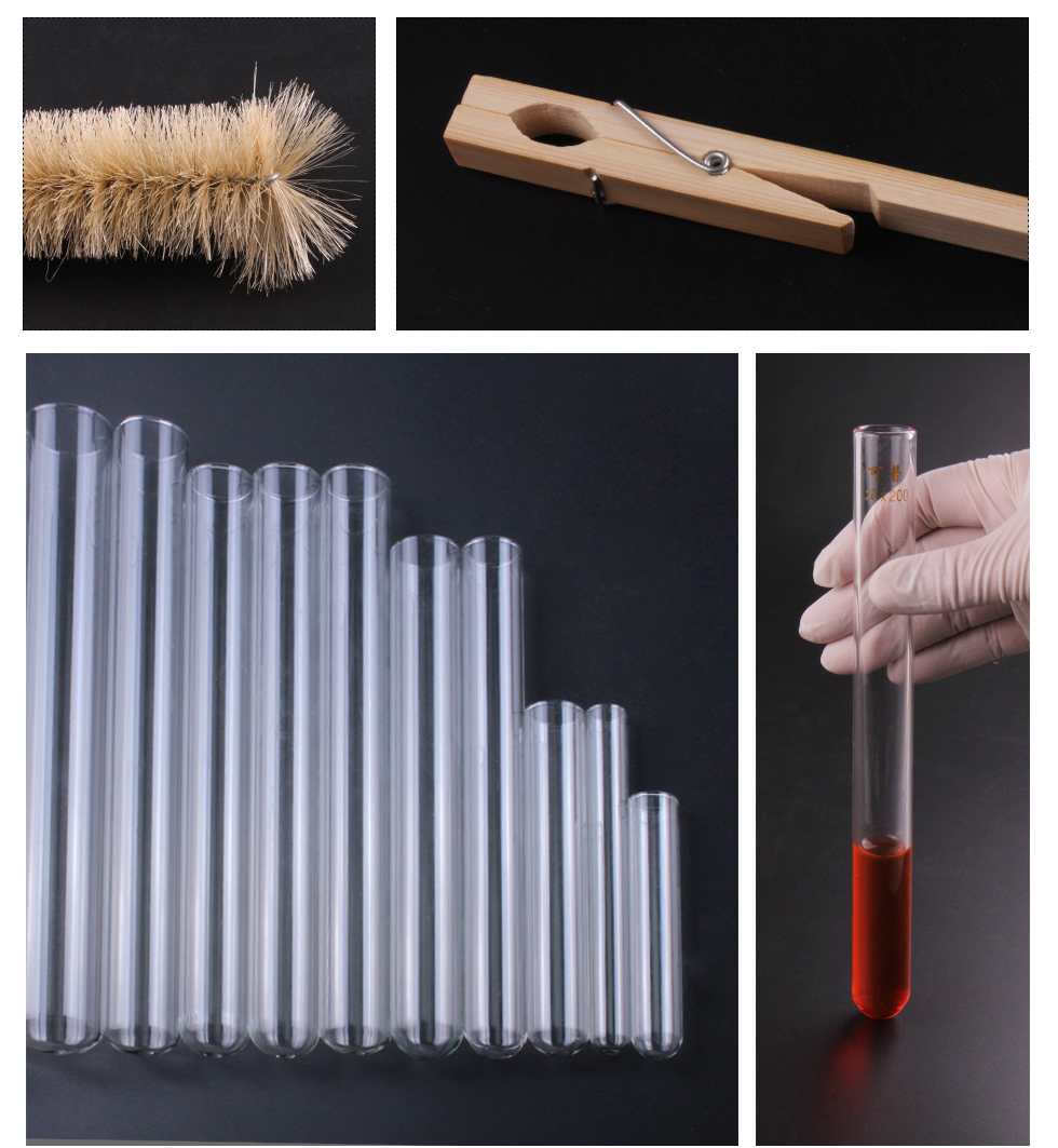可普 玻璃试管 耐高温加厚圆底平口平底具支试管夹试管刷化学实验器材