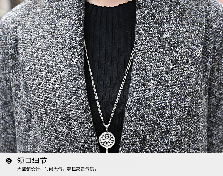 素念 毛呢大衣 女 2016春装新款女装欧美风衣中长款 宽松毛呢外套 女士外套 灰色 M