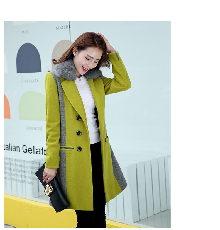 衣带渐宽2015秋冬女装时尚呢子大衣中长款呢外套修身毛呢大衣DZL209 樱桃红 M
