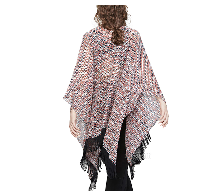 maje 女士流苏斗篷披肩 拼色 f