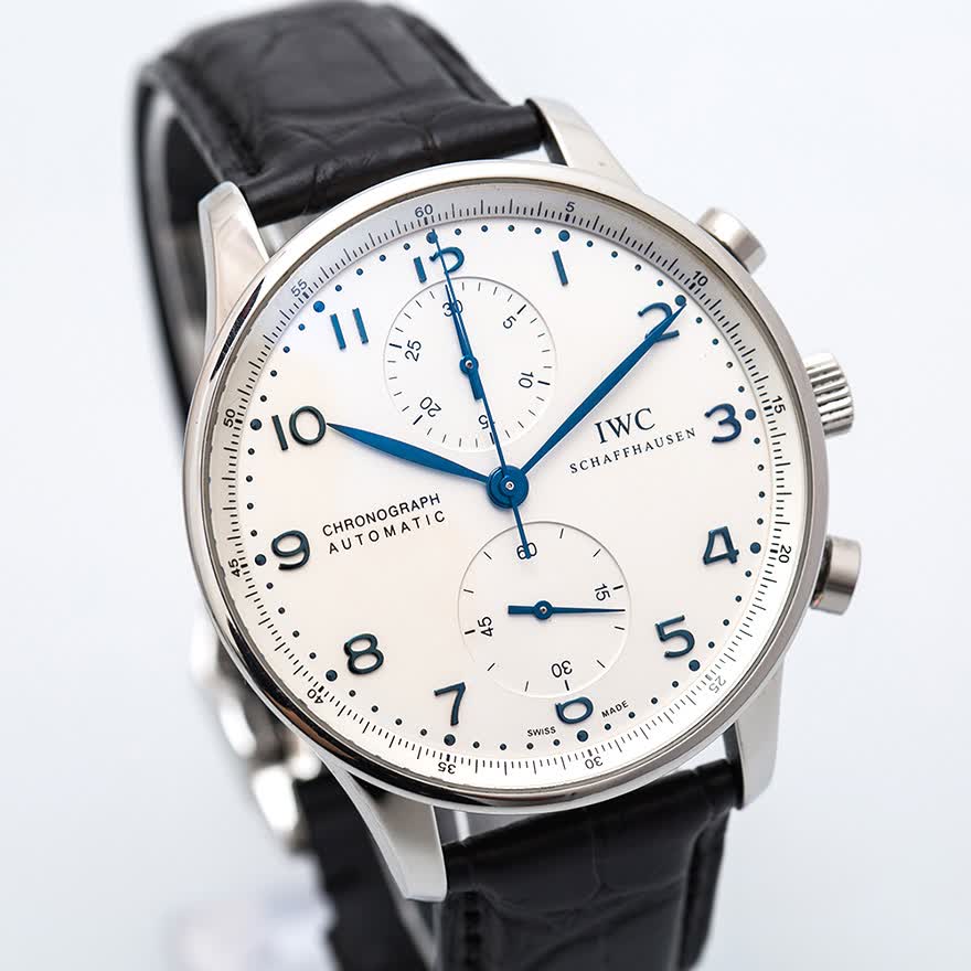 【98新】iwc 万国葡萄牙精钢葡计蓝针密底自动机械男表iw371446