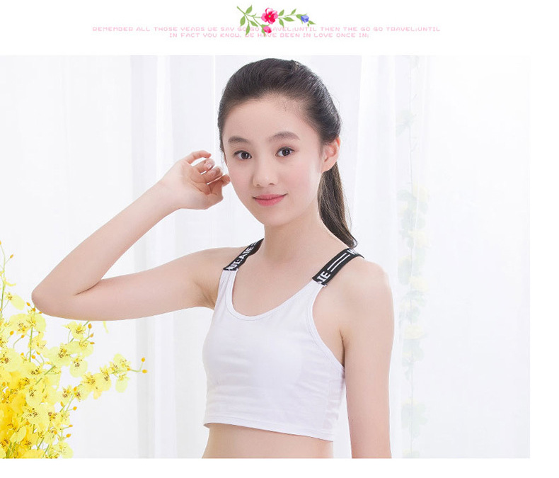 儿童发育期内衣纯棉少女文胸青少年女运动小背心女孩定型跑步背心灰色