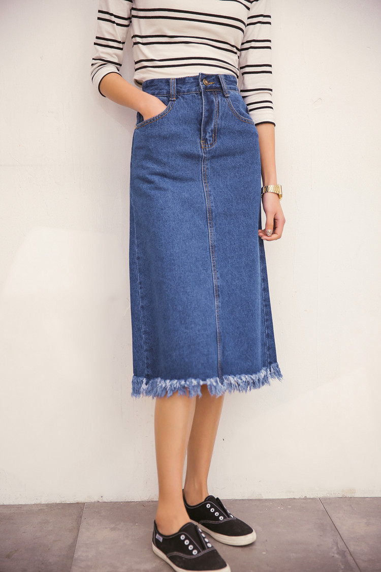 俪韵小屋 2016春夏新款 韩版学院风甜美小清新休闲百搭高腰牛仔a字裙