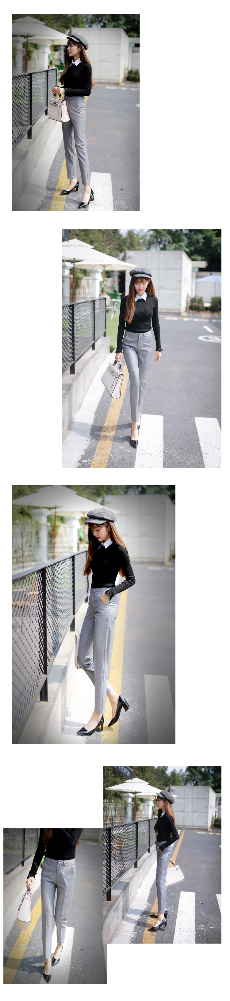 
                                        HavenMei秋装新款韩版淑女气质女款显瘦女装休闲小脚九分裤女 休闲裤女 时装裤Y890 灰色 M(1尺9-2尺)                