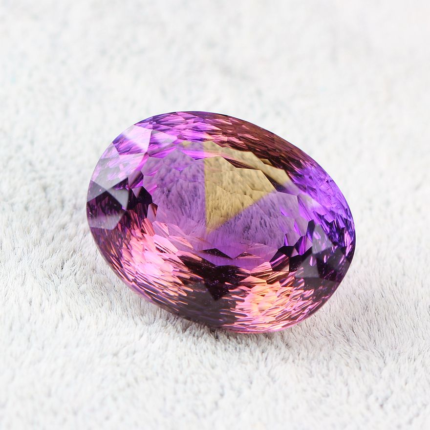 珠宝玉器 水晶 净体紫黄晶裸石31.