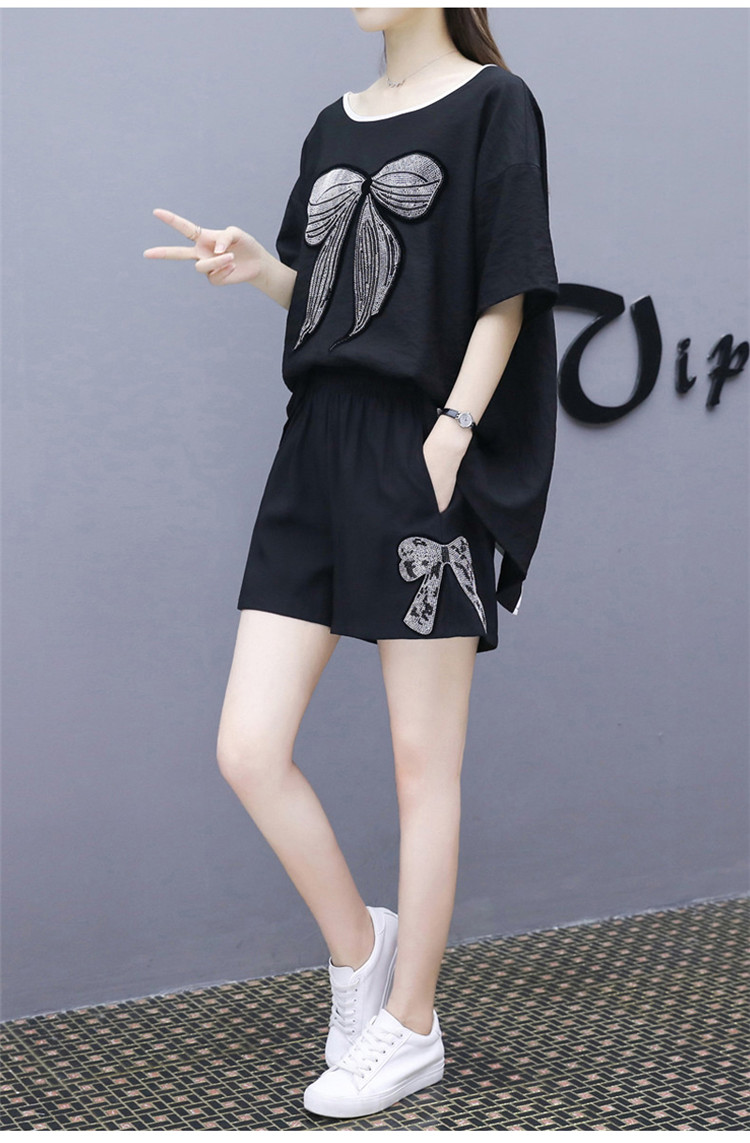 歌妮珊套装女2018夏季新款韩版时尚女装短袖上衣性感棉麻雪纺连衣裙