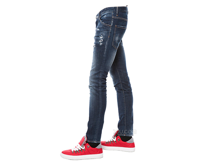 dsquared2 男士做旧破洞棉质牛仔裤 蓝色 46