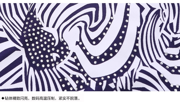 品蔻T恤女 2016新款印花T恤女短袖加大码胖妹妹修身显瘦条纹打底衫蕾丝上衣女春8112 宝蓝 L