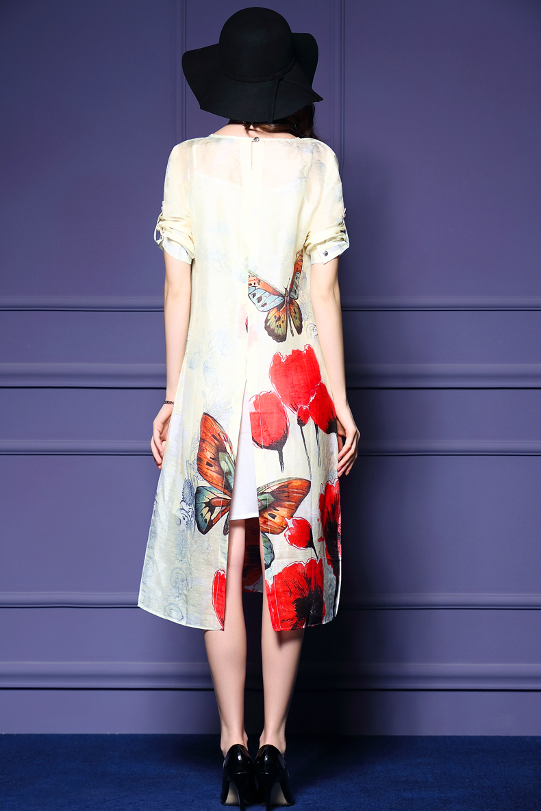 蝴蝶花 l 品牌: 法曼丽(femly) 商品名称:femly 法曼丽 亚麻真丝