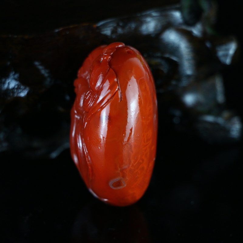 南红玛瑙柿子红财神挂坠 45g 【隆菲珠宝】