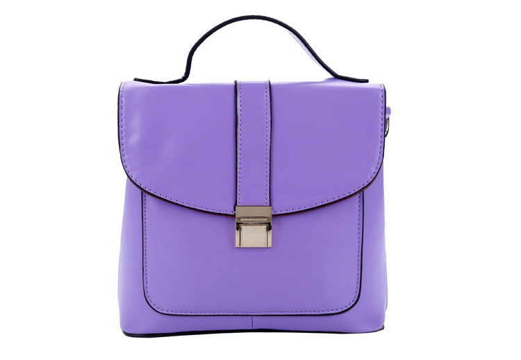 flipped斐莉德新品潮流时尚女包油蜡牛皮手提斜挎单肩女包 浅紫色