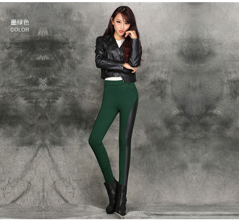 丽尚佰莲女士外穿打底裤女秋冬加绒加厚皮裤铅笔裤休闲裤子女 L988# 黑色不加绒 L