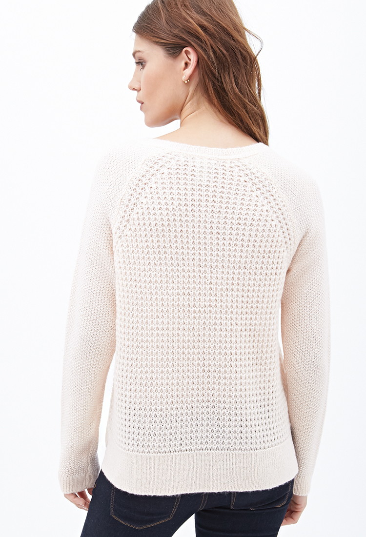 mkd forever21 6菠萝纹插肩长袖针织衫 藏青色 m