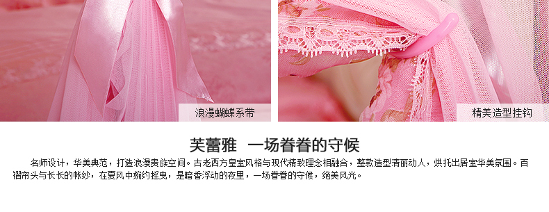 康亨蚊帐 拱形宫廷公主三开门加厚加粗不锈钢落地床幔 KH1305A 玉色 1.5米床
