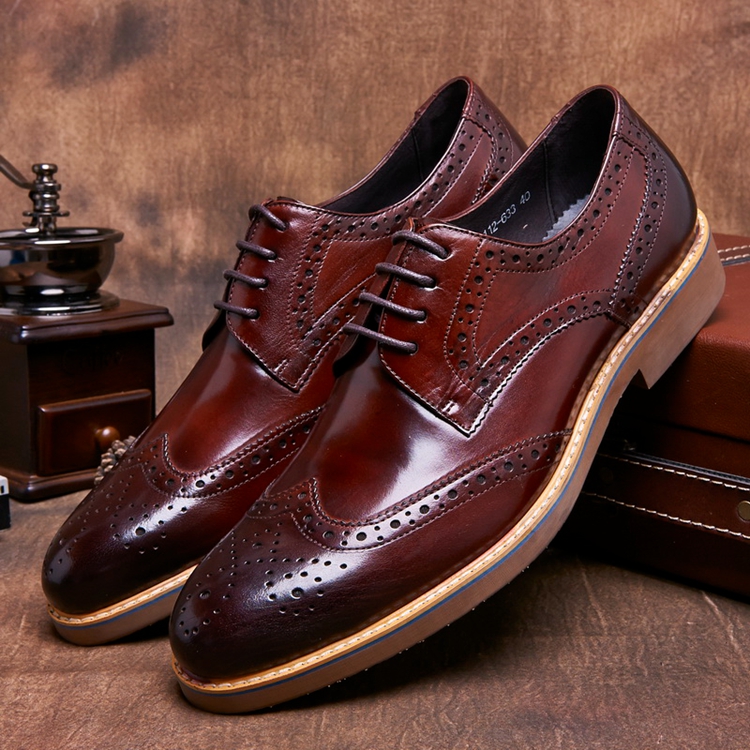 圣大欧玛尼四季英伦尖头皮鞋欧版正装结婚男鞋布洛克雕花商务鞋休闲工