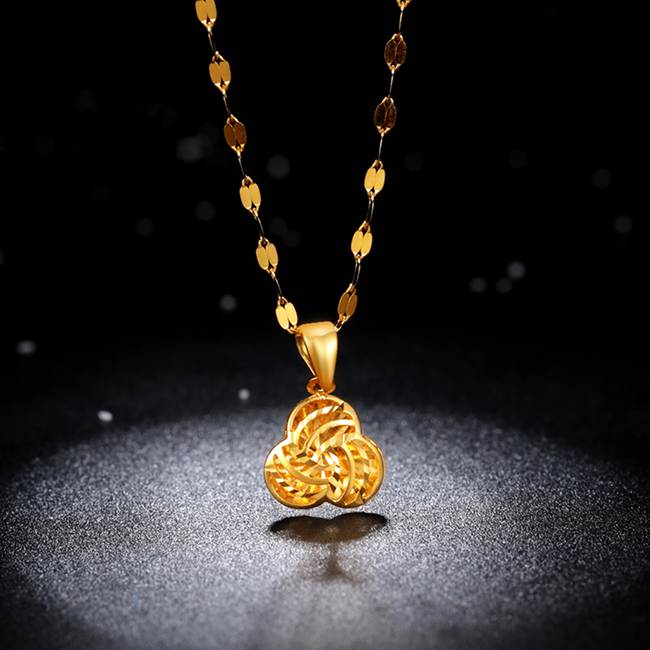 meicen美岑珠宝 黄金项链18k金时尚k金吊坠套装女款彩金 黄金色 配18k