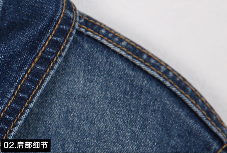 
                                        庄典丽人2017春秋新款韩版修身长袖牛仔外套女中长款风衣学生印花牛仔衣 深蓝色 L                