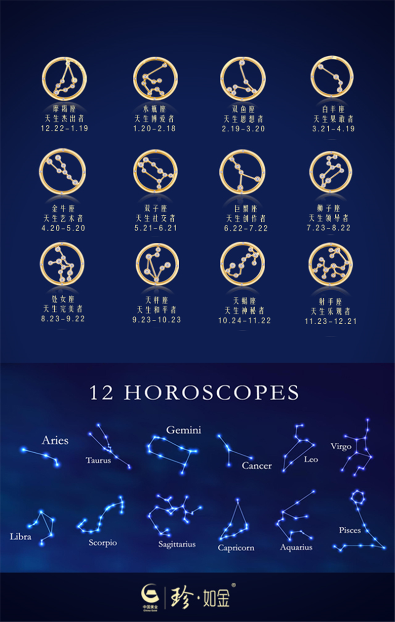 中国黄金 珍如金系列 k金镶钻 12星座星空吊坠系列 天蝎座