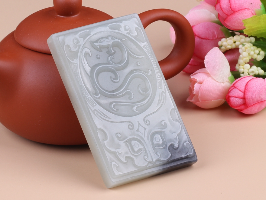 和田玉仿古龙挂件 重93.515克【汇宝珠宝】