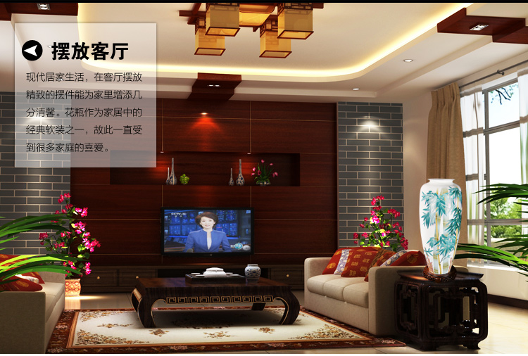 纯手绘釉下五彩瓷花瓶竹报平安中国陶瓷艺术大师彭玲监制 收藏送礼