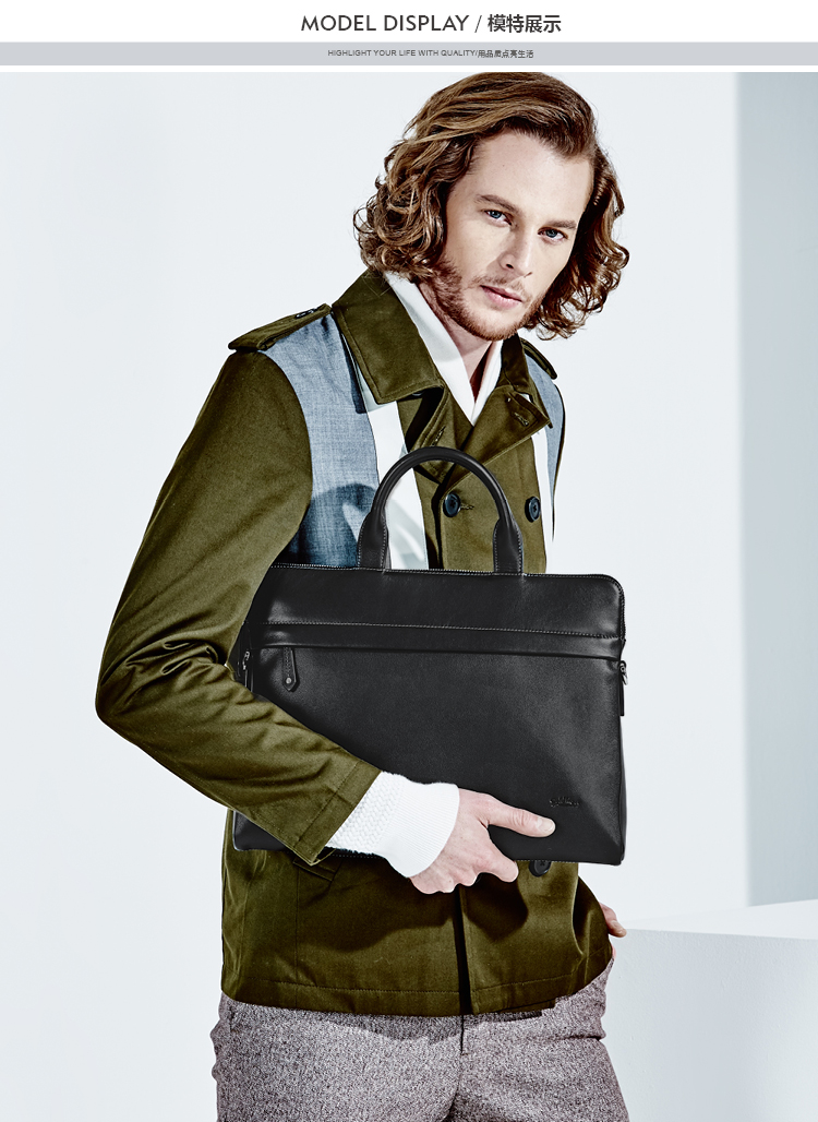 金利来(goldlion)新款男士手提包 时尚大容量横款公文包男包a111021